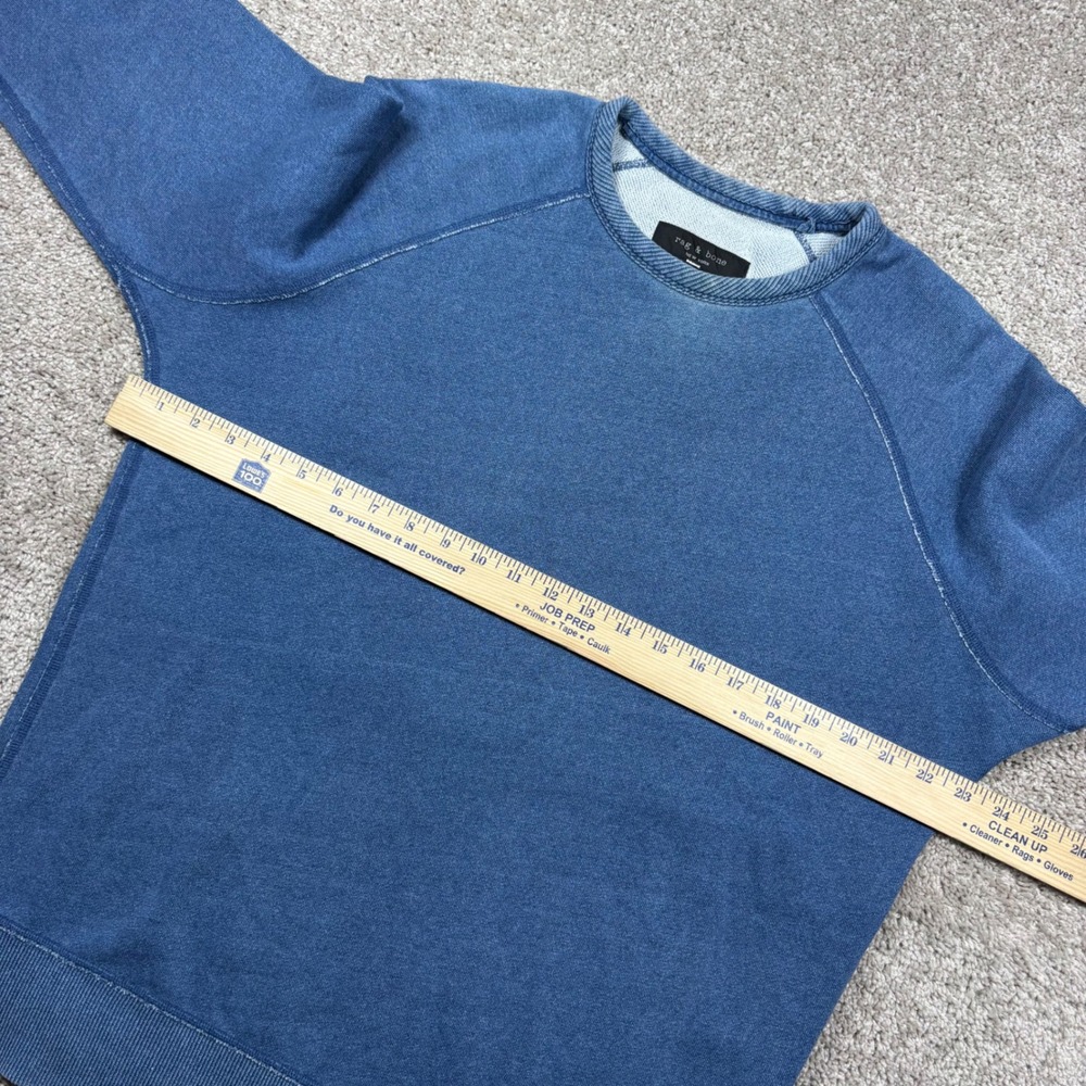 Rag & Bone Mens Blue Cotton Raglan Crew Neck Sweatshirt Denim Size M - Picture 4 of 8